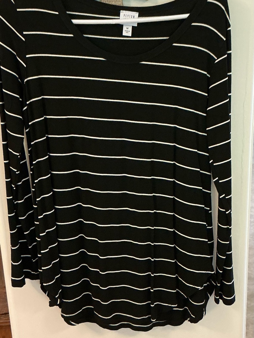 Peyton Jensen Black & White Stripe Long Sleeve Tee